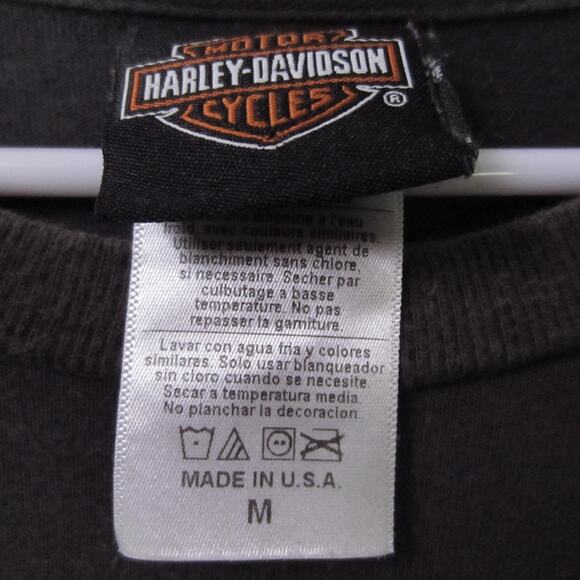 Harley-Davidson Shirt Mens Medium Black Made in USA Virginia Beach Motorcycle - Picture 2 of 8